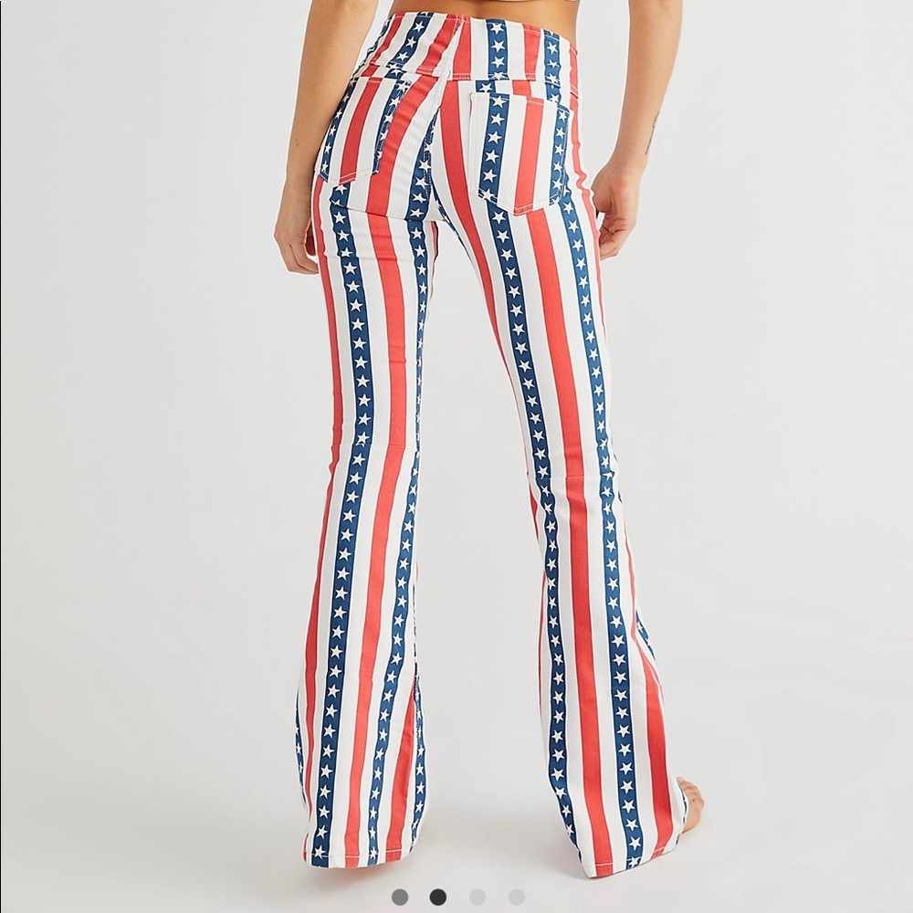 Free People Printed Penny Pull-On Flare Jeans